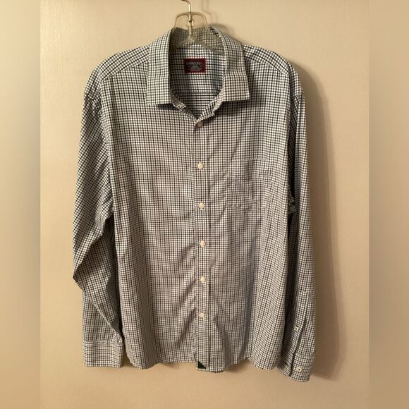 UNTUCKit SIZE LARGE SHELDRAKE GREEN LONG SLEEVE  GINGHAM NYLON BUTTON UP SHIRT - Picture 2 of 9